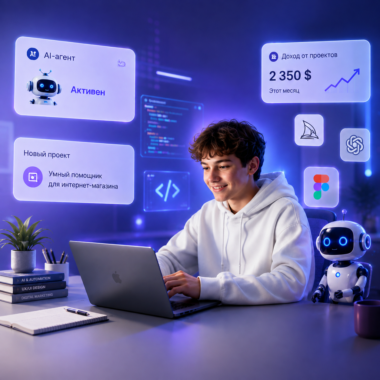 Подросток создаёт AI-продукты за ноутбуком